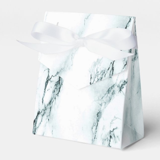 Dark Turquoise Vein Marble Look Favour Box (Front Side)
