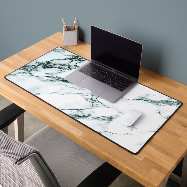 Dark Turquoise Vein Marble Look Gaming Pag Desk Mat (Office 2)