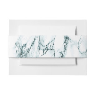 Dark Turquoise Vein Marble Look Invitation Belly Band