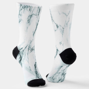 Dark Turquoise Vein Marble Look Socks