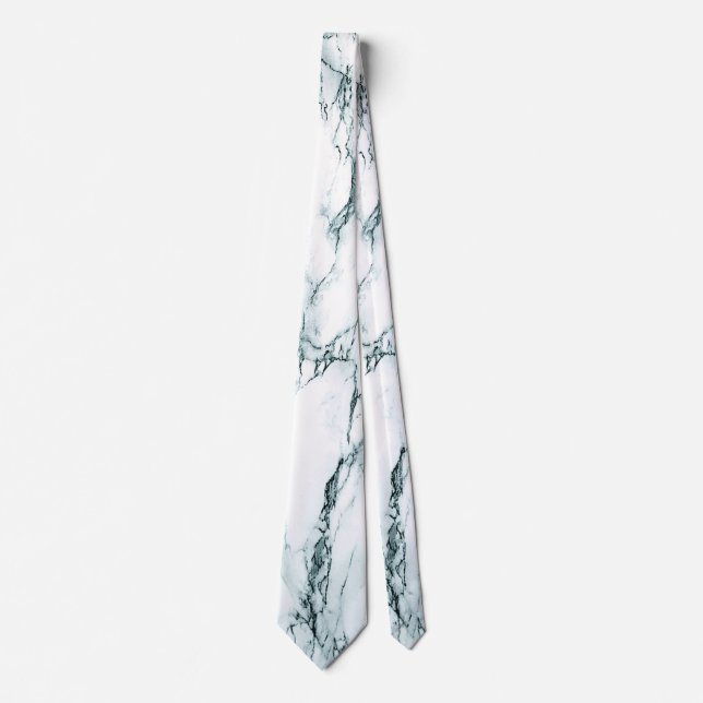 Dark Turquoise Vein Marble Look Tie (Front)