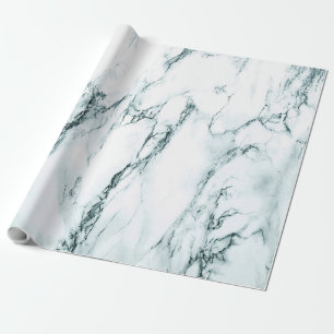 Dark Turquoise Vein Marble Look Wrapping Paper