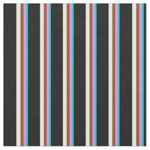 Dark Turquoise, Violet, Brown, White & Black Fabric
