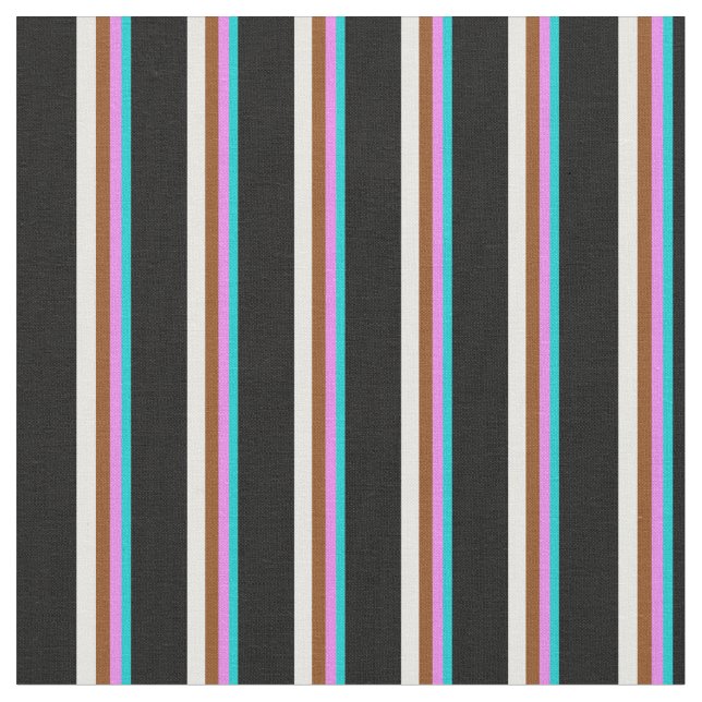 Dark Turquoise, Violet, Brown, White & Black Fabric (Close Up)