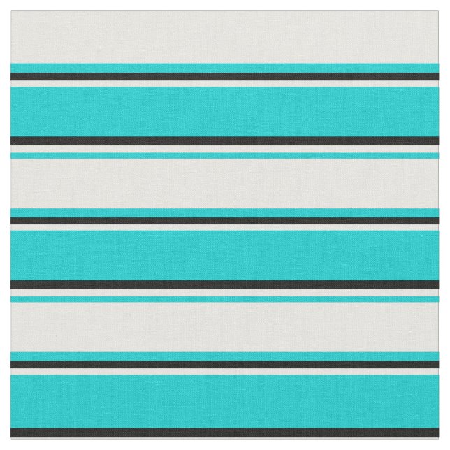 Dark Turquoise, White & Black Coloured Pattern Fabric (Close Up)