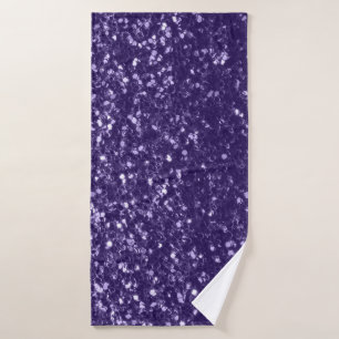 Dark ultra violet purple glitter sparkles bath towel
