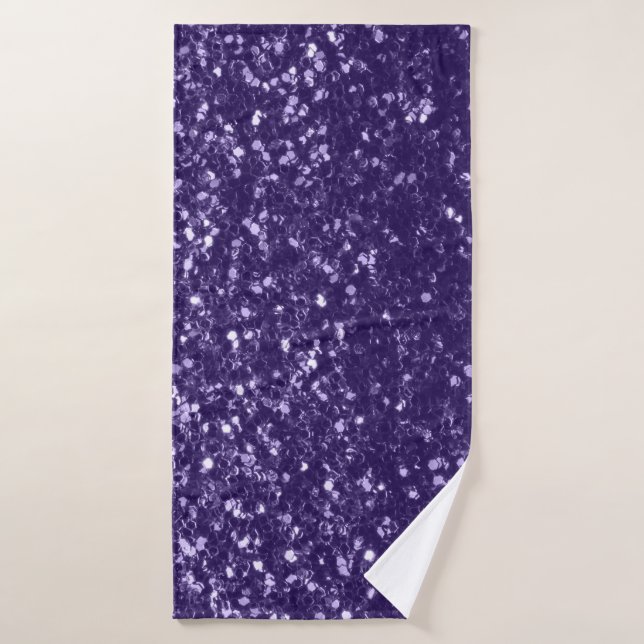 Dark ultra violet purple glitter sparkles bath towel (Bath Towel)