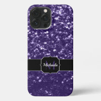 Dark ultra violet purple glitter sparkles Monogram
