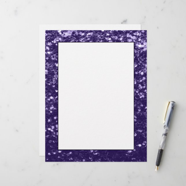 Dark ultra violet purple glitter sparkles paper (Front/Back In Situ)