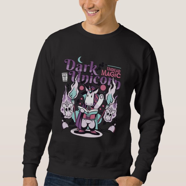 Dark Undead Black Magic Funny Goth Unicorn Sweatshirt (Front)