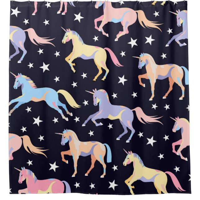 Dark Unicorn Fantasy: Magical Seamless. Shower Curtain (Front)
