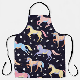 Dark unicorn pattern. Seamless unicorn and star de Apron
