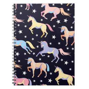 Dark unicorn pattern. Seamless unicorn and star de Notebook