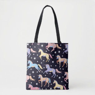 Dark unicorn pattern. Seamless unicorn and star de Tote Bag