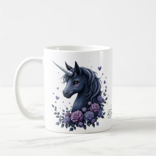 Dark Unicorn Portrait in a Round Frame Coffee Mug