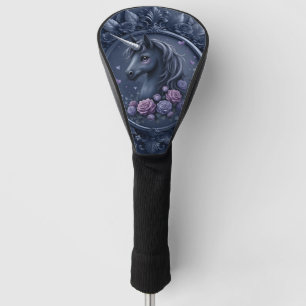 Dark Unicorn Portrait in a Round Frame Golf Head Cover