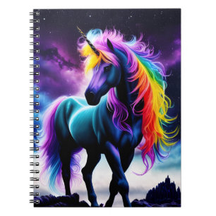 Dark Unicorn with Rainbow Mane Notebook