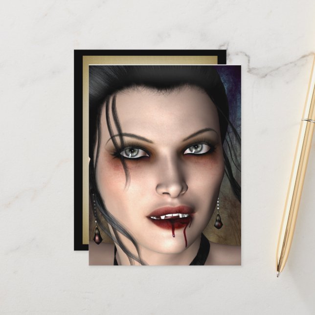 Dark Vampire Beauty Postcard (Front/Back In Situ)