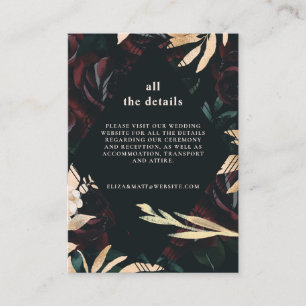 Dark Velvet Burgundy Rose   Autumn Wedding Details Enclosure Card