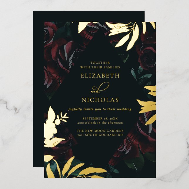 Dark Velvet Burgundy Rose | Autumn Winter Wedding (Front/Back)