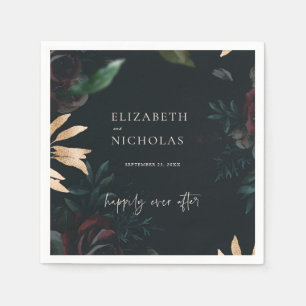 Dark Velvet Burgundy Rose   Autumn Winter Wedding Napkin