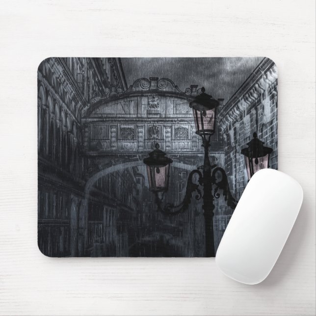 Dark Venice Rain Bridge of Sighs at Night Mouse Pad (With Mouse)