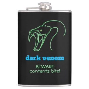 Dark Venom with Bite - Snake Head and Fangs Wine Hip Flask
