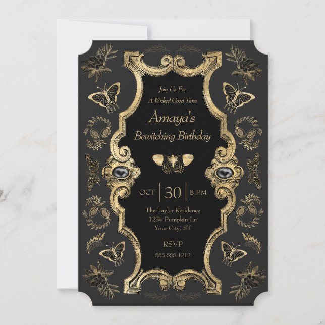 Dark Victorian Gothic Adult Birthday Party  Invitation (Front)