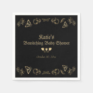 Dark Victorian Gothic Halloween Baby Shower Napkin