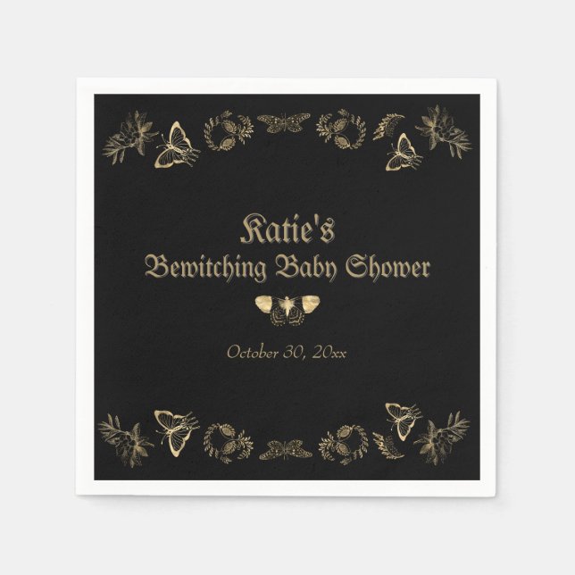 Dark Victorian Gothic Halloween Baby Shower Napkin (Front)