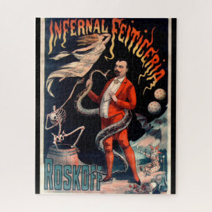 Dark Victorian Magic Act Advertisement Jigsaw Puzzle