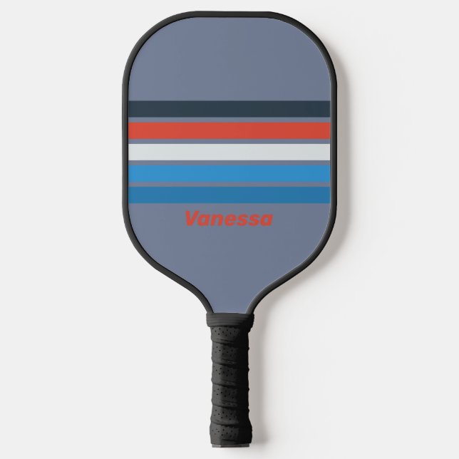Dark Vintage Across Striping with Name Pickleball Paddle (Front)
