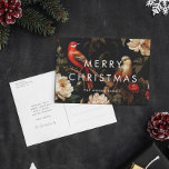 Dark Vintage Background Minimalist Merry Christmas Holiday Postcard<br><div class="desc">Dark Merry Christmas Postcard: an original and striking design,  with a bold minimalist font mixed with a vintage elegant background.</div>