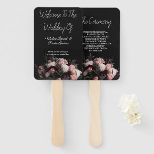 Dark vintage burgundy Floral Wedding Hand Fan