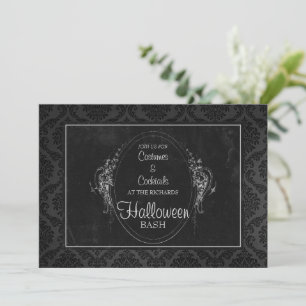 Dark Vintage Damask Gothic Halloween  Invitation