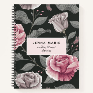 Dark Vintage Floral Business Notebook