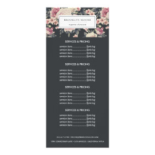 Dark Vintage Floral Logo   Pricing Services Rack Card