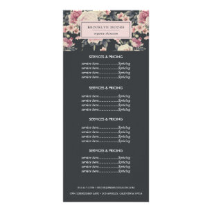Dark Vintage Floral Logo   Pricing Services Rack Card