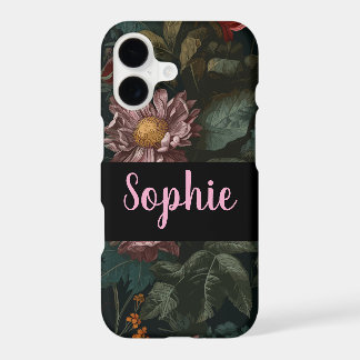 Dark Vintage Floral Personalised Name