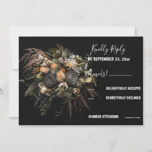 Dark vintage Floral RSVP Invitation