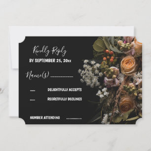 Dark vintage Floral RSVP Invitation