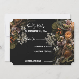 Dark vintage Floral RSVP Invitation