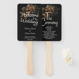 Dark vintage Floral Wedding Hand Fan