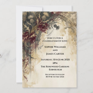 Dark Vintage Floral Wedding Invitation