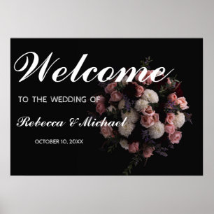 Dark vintage Floral Wedding Welcome  Poster