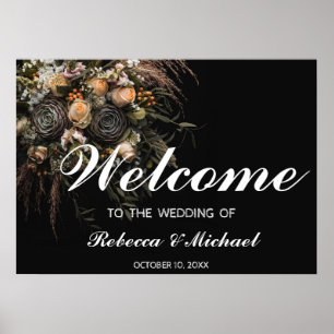 Dark vintage Floral Wedding Welcome Poster