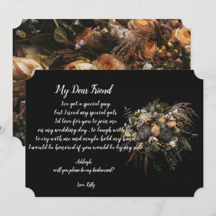 Dark vintage Florawill be my bridesmaid Invitation