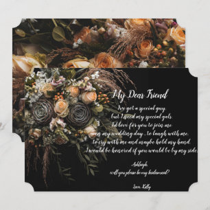 Dark vintage Florawill be my bridesmaid Invitation