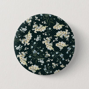 Dark vintage flower wallpaper pattern 6 cm round badge