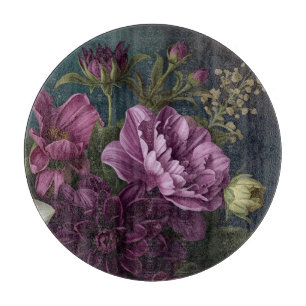 Dark Vintage Flowers Cutting Board